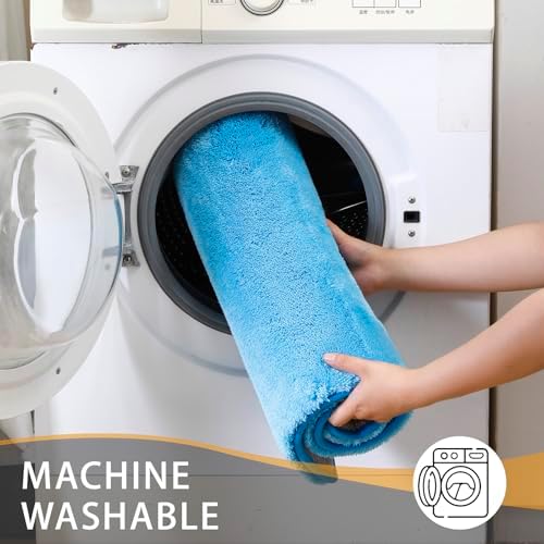 MINIDEAR Bathroom Rugs 32x20 Lake Blue - Thick Memory Foam Bath Mat, Ultra Soft & Plush Fluffy, Non-Slip, Quick Dry, Absorbent Washable Floor Microfiber Mat for Tub, Home Decor Accessories - Image 5