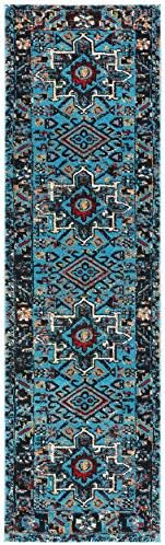 SAFAVIEH Vintage Hamadan Collection Runner Rug - 2'3" x 8', Light Blue & Black, Traditional Persian Design, Non-Shedding & Easy to Clean, Ideal for Hallway, Foyer, Entryway, Bedroom (VTH211M) - Image 3