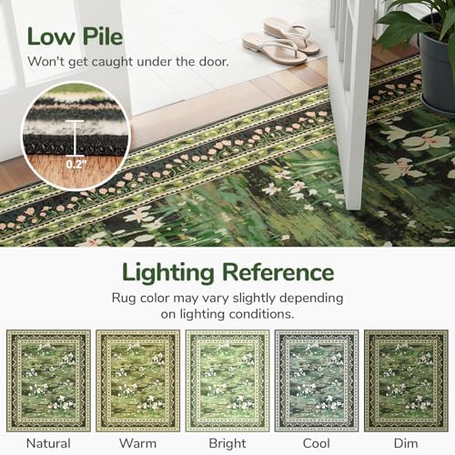 Lessymo 5 x 7 Washable Area Rugs for Living Room,Soft Non Slip Dark Green - Image 7