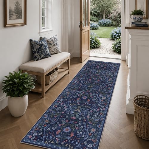 2x6 Floral Runner Rug for Hallway Washable Kitchen Runner Rug by NakedCloud