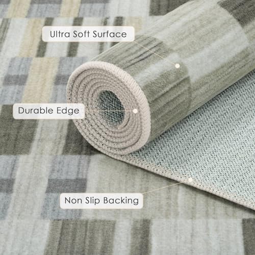 hicorfe Kitchen Runner Rugs,[No Crease] 3 Pieces Non Slip Kitchen Mats for Floor,Washable Kitchen Rugs,Geometric Floor Carpet for Hallways Entryway Laundry Room(20"x32"+20"x48"+21"x59" Light Tauqe) - Image 4