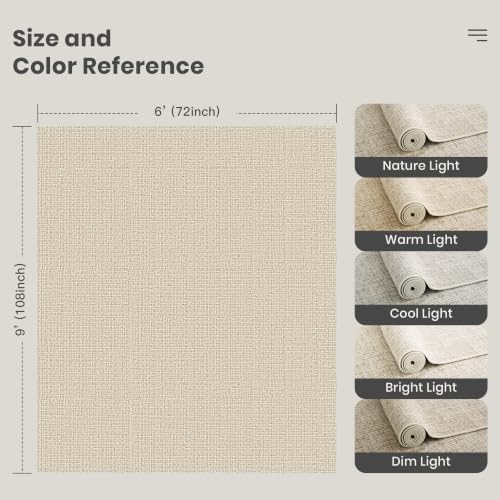Valenrug 6x9 Area Rugs, High Low Pile Washable Rugs for Living Room, Beige - Image 2