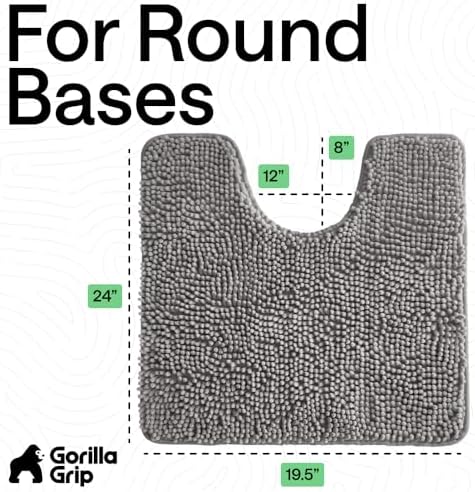 GORILLA GRIP Chenille Bath Rug Mat for Oval Toilet Base, 24x19 Gray - Image 2