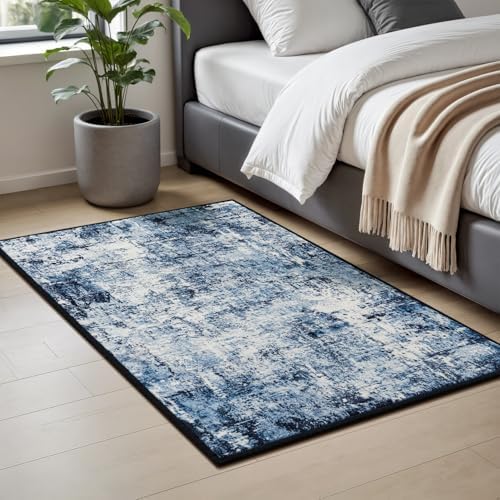Rugflix 2x3 Entrance Rugs, Washable Navy Blue Dark Entry Small Rug - Image 2