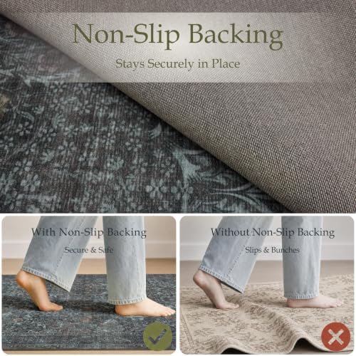 JOLLYVOGUE 6x9 Area Rugs for Living Room, Washable Rug, Dark Green - Image 4
