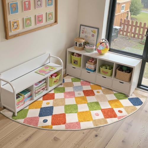 jinchan Corner Rug Washable Kids Rug Colorful Classroom Reading Nook Mat - Image 4