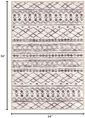 KUTA Moroccan Boho Kitchen Rugs, 2x3 Brown Cream Entryway Rug - Image 2
