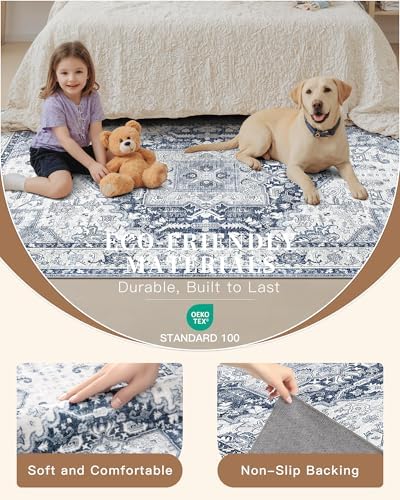 Madane Washable Runner Rug 2x6 Runners for Hallways Non Slip, Navy/White - Image 6