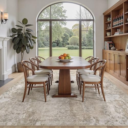 DMOYEST Area Rug Living Room Rugs - 8x10 Washable Large Soft Neutral Modern Low Pile Carpet for Bedroom Dining Room Farmhouse Home Office Indoor - Abstract Brown White - Image 3