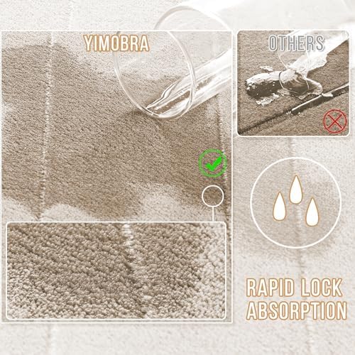 Yimobra Memory Foam Bathroom Mat Set, 24 x 17 & 24 x 20 in, Beige - Image 4