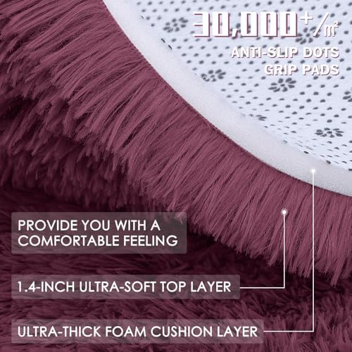 OLANLY 9x12 Machine Washable Large Area Rugs for Living Room, Bedroom, Soft Fluffy Shaggy Bedside Rug, Indoor Floor Carpet for Kids Girls and Boys, Dorms, Nursery, Home Decor Aesthetic, Burgundy - Image 6