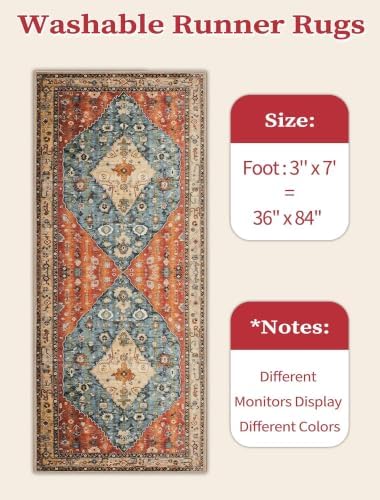 SERISSA 3x7 Washable Non Slip Boho Runner Rug for Hallway - Image 2