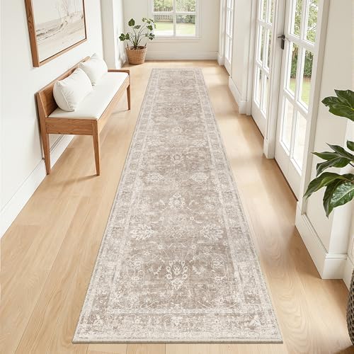 Madane Runner Rug 2x12 for Hallway, Kitchen Non-Slip Runner Rug Brown/Sand - Image 3