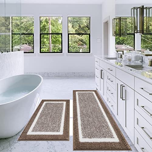 Pauwer Bathroom Rugs Sets 2 Piece, Non Slip Washable Bath Mat, Coffee - Image 3