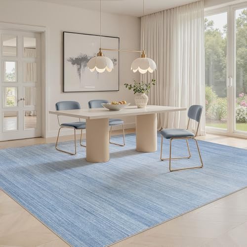 UERMEI 7x9 Washable Area Rug - Neutral Modern Abstract Living Room Rugs, Non-Slip Soft Large Indoor Floor Carpet for Bedroom Home Office & Under Dining Table Decor, Blue - Image 4
