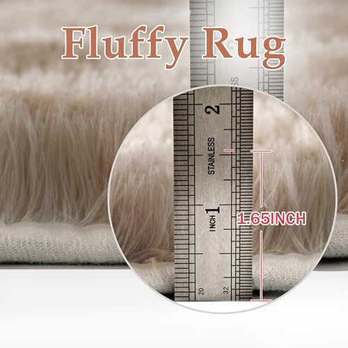 PureCozy Brown 4x6 Area Rug for Kids Room Soft Fluffy Checkered Shag Carpet - Image 3