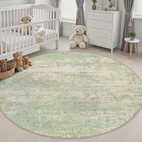 Round Area Rug Living Room: 6 ft Modern Washable Indoor Carpet - Image 5