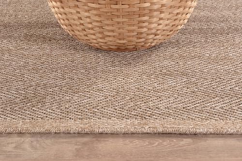 CAMILSON Indoor and Outdoor Runner Rug Natural Herringbone Seagrass Boho Design Easy-Cleaning Non Shedding Fiber Living Room Bedroom Garden Patio and Kitchen Washable Outside Carpet Alfombras (2x7) - Image 3