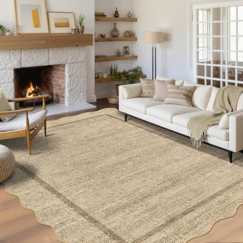 GarveeHome Scalloped Large Area Rug 10x13 Rug for Living Room Non Slip by GarveeHome