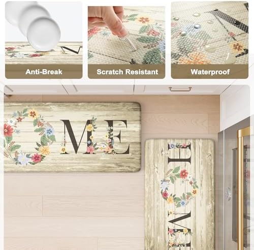KIMODE Anti Fatigue Mats for Kitchen Floor Comfort Cushioned Rugs Sets of 2 - Image 6