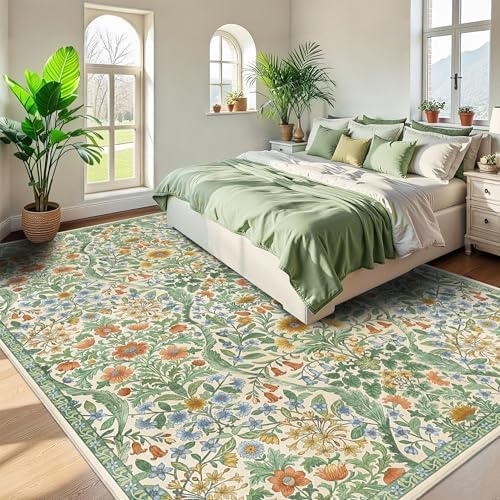 8x10 Large Area Rug Floral Botanical Boho Carpet for Living Room - Image 3