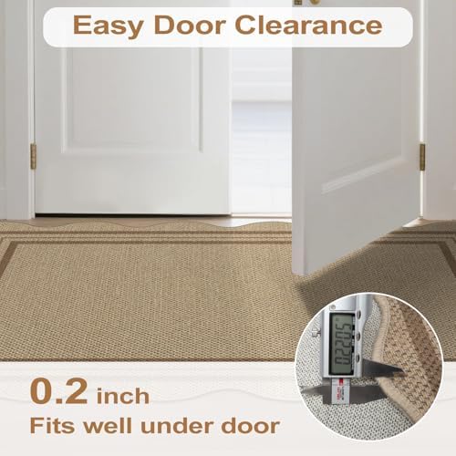 Modern Easy Jute 4x6 Outdoor Patio Rug, Washable Indoor Brown Kitchen Rugs Farmhouse Neutral Non Slip Area Rug for Living Room Backyard Bedroom - Image 6