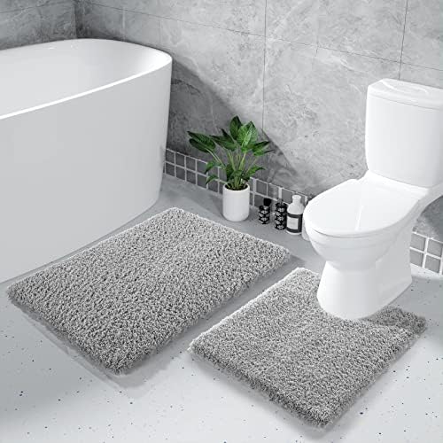 Yimobra Toilet Rugs U Shaped Washable 24X20, Soft Toilet Mat, Pure Grey - Image 6