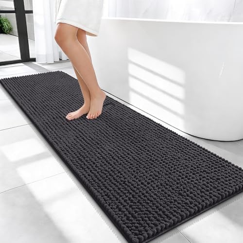 OLANLY Thick Chenille Bathroom Runner Rugs Mats 59x20, Dark Grey by OLANLY