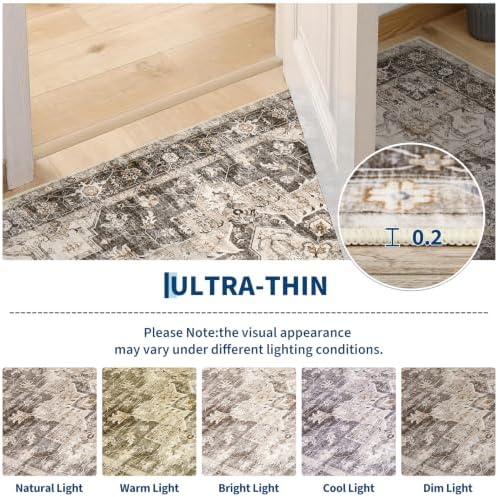 Garvee 8x10 Living Room Rug Soft Vintage Boho Brown Grey Washable Area Rug - Image 5
