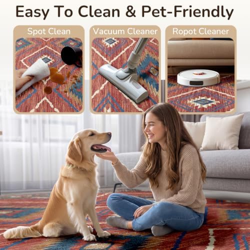 BESTSWEETIE 10'x14' Washable Area Rug for Living Room Bedroom Red/Orange - Image 6
