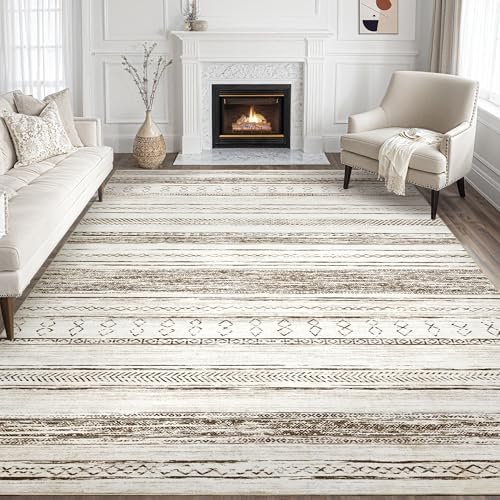 Tortania Area Rug Living Room Rugs - 7x9 Washable Large Soft Neutral Boho Moroccan Bohemian Farmhouse Rug Indoor Floor Carpet for Bedroom Under Dining Table Home Office Decor - Beige by Tortania