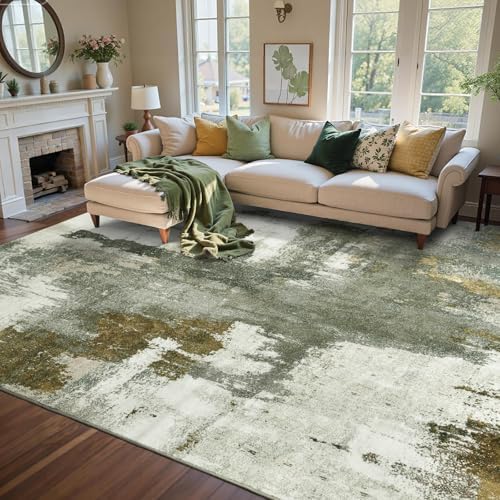 5x7 Ft Area Rugs for Living Room, Soft Non-Slip Washable Rugs Modern Abstract Pattern Carpet for Bedroom Indoor Floor Nursery Home Decor (Green) - Image 3