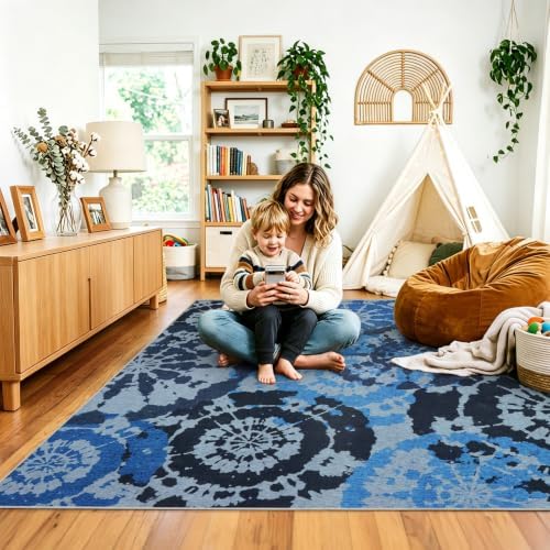 Boho Modern 5x7 Area Rug Washable Non-Slip Non-Shedding Abstract Rug - Image 2
