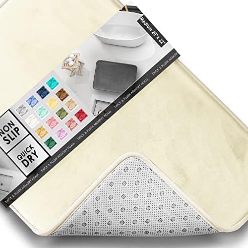 Clara Clark Bathroom Rugs, Velvet Memory Foam Bath Mat, Non-Slip, Machine Washable Bath Rugs - Dries Quickly, Ultra Soft Plush Bath Mats for Bathroom, 20 x 32, Solid White by ClaraClark