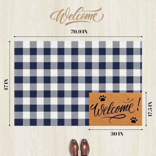 Outdoor Rugs, Blue and White Area Rug Checkered 4’x 6’ - Image 2