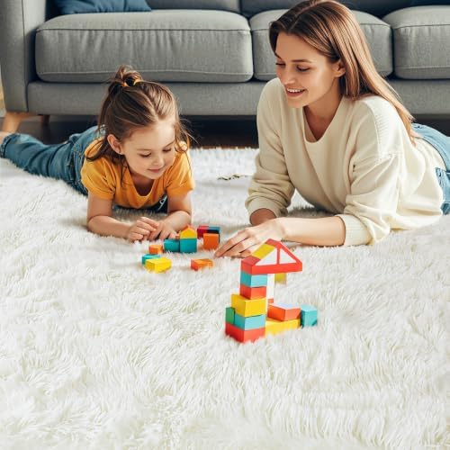 3x5 Cream White Fluffy Shag Rug for Girls Bedroom, Plush Carpet - Image 2