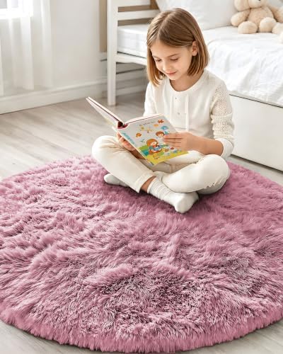 Smiry Round Area Rugs for Living Room Bedroom 3x3 ft, Fluffy Carpet - Image 6