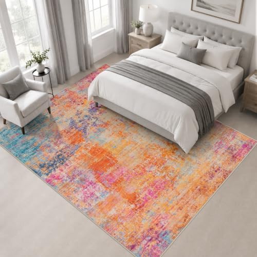 Area Rug Living Room: 4x4 Modern Washable Soft Carpet Galaxy Haze - Image 3