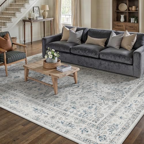 PureCozy Blue Area Rug 5x7 Vintage Neutral - Image 3