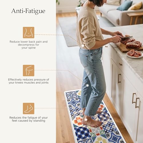 GENIMO Anti Fatigue Kitchen Mats for Floor 2PCS, Standing Rugs, Blue - Image 4