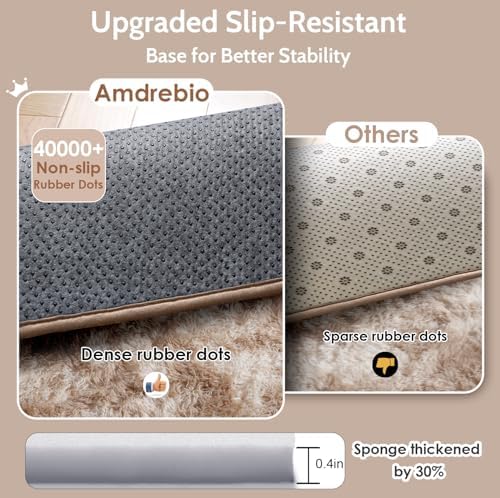 Amdrebio Beige Tan Furry Plush Area Rug 5x7 for Bedroom Living Room Nursery - Image 6
