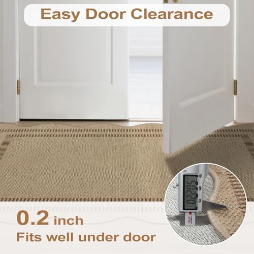 Easy Jute Front Door Mat, 2.6x4 Washable Entryway Rug Non Slip Small Kitchen Rug, Farmhouse Low Pile Floor Scalloped Rugs for Bathroom Porch Doorway - Image 6
