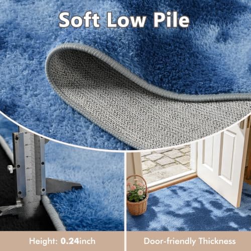 2x3 Tie-dye Dark Teal Area Rug Washable Non-Slip for Entryway Front Door - Image 5