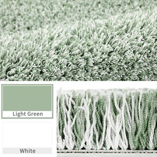 Yimobra Bathroom Rugs Non Slip Washable 36X24, Plush Bath Mat, Green&White - Image 3