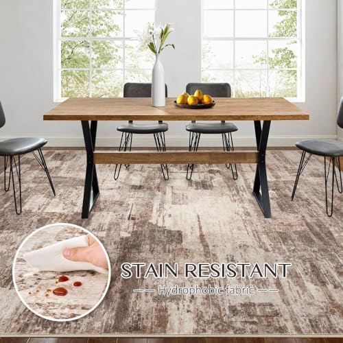kakania Abstract 5x8 Area Rugs for Living Room: Washable Rugs Brown - Image 5