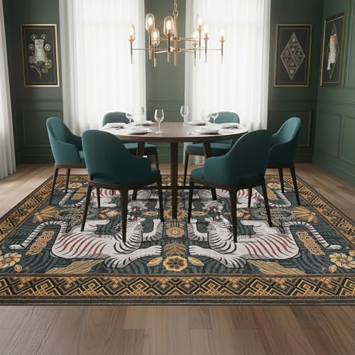 GarveeHome Tiger 6x9 Area Rugs Boho Washable Vintage Non Slip Living Room - Image 3