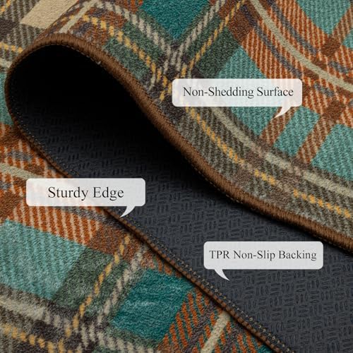 Ruaruarug Washable Area Rug 8×10 for Living Room, Ultra Soft, Plaid - Image 3