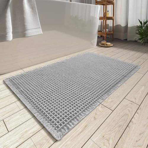 Upgraded Waffle Bath Mat Ultra Absorbent Non Slip Bathroom Mat, 18" x 30" by AMOAMI