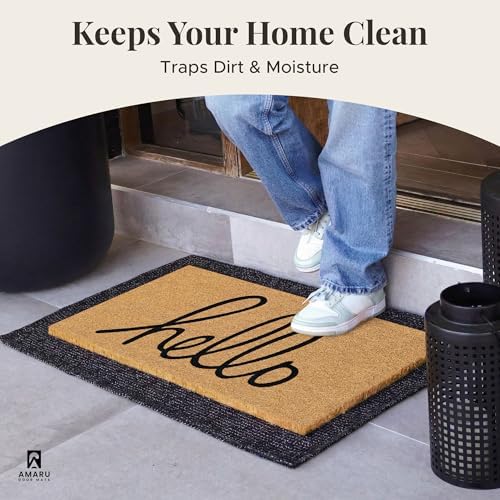 Coir Welcome Mat, Non-Slip, Hello Classic, 17 x 29 in - Image 4