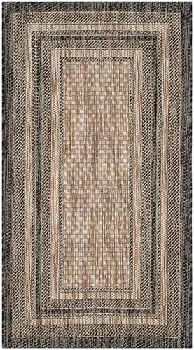 SAFAVIEH Washable Rug Outdoor Courtyard Collection - 2'3" x 5', Natural & Black, Non-Shedding & Easy Cleaning, Ideal for Patio, Front Door, Entryway, Mudroom, Doormat (CY8475-37312) - Image 2